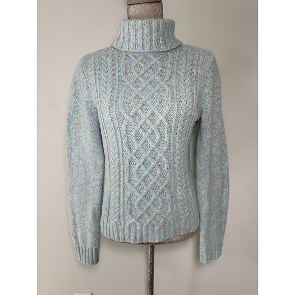Vintage Y2K New York & Company Rainbow Baby Blue Cable Knit Wool Sweater size M - Picture 1 of 8